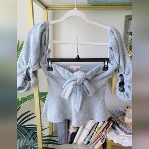 NWT Luxxel Soft Gray Knit Fall Sweater Top - Size Small